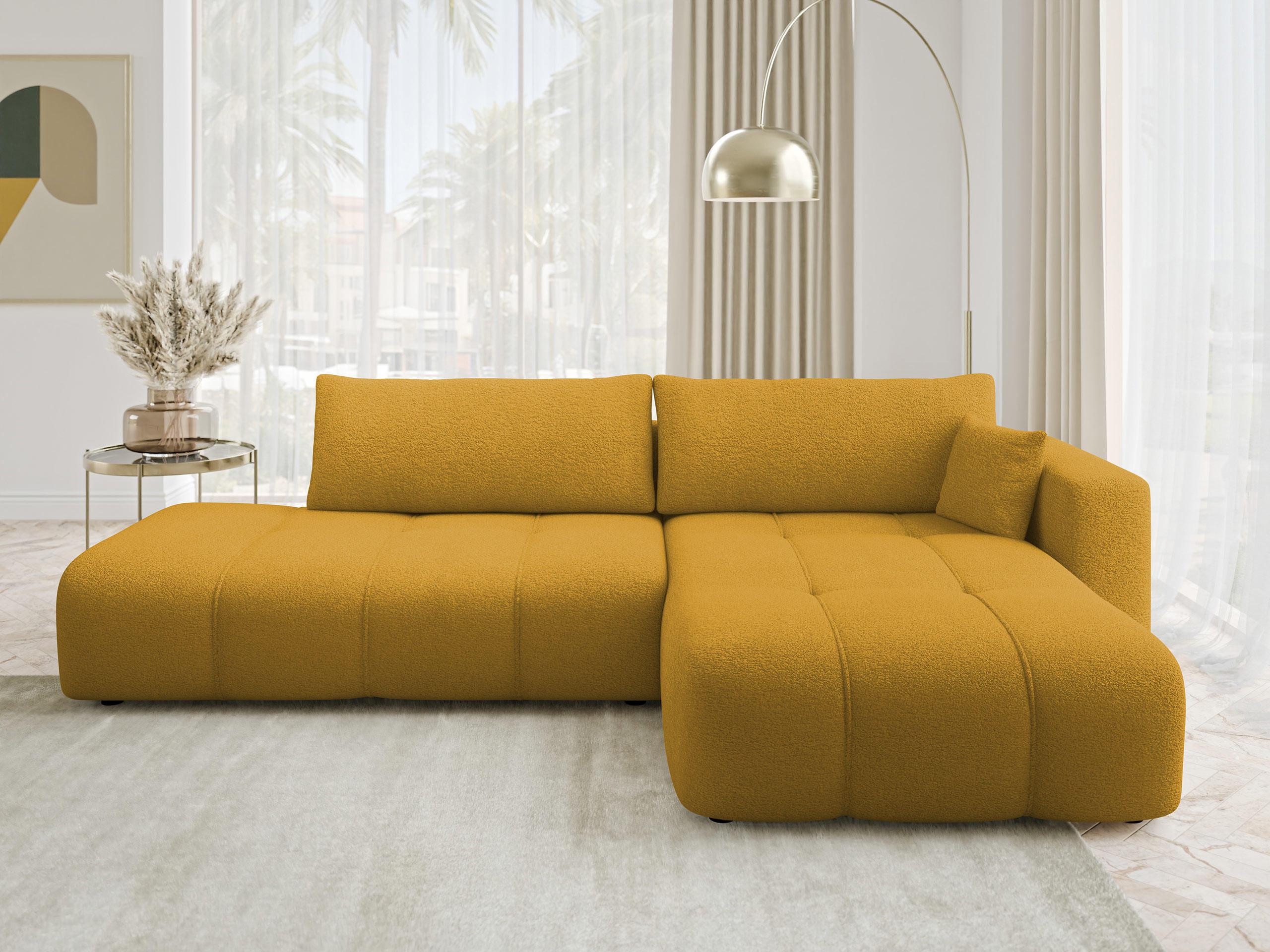 ECKSOFA Furyn O, Seite: Rechts - Gelb/Schwarz, Holzwerkstoff/Kunststoff (262/145cm) - MIRJAN24