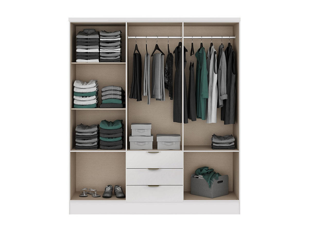 KLEIDERSCHRANK - 180 cm x 46.5 cm - holz - weiß Peroli - Weiß, Holz (180/206/46.5cm) - Vente-Unique