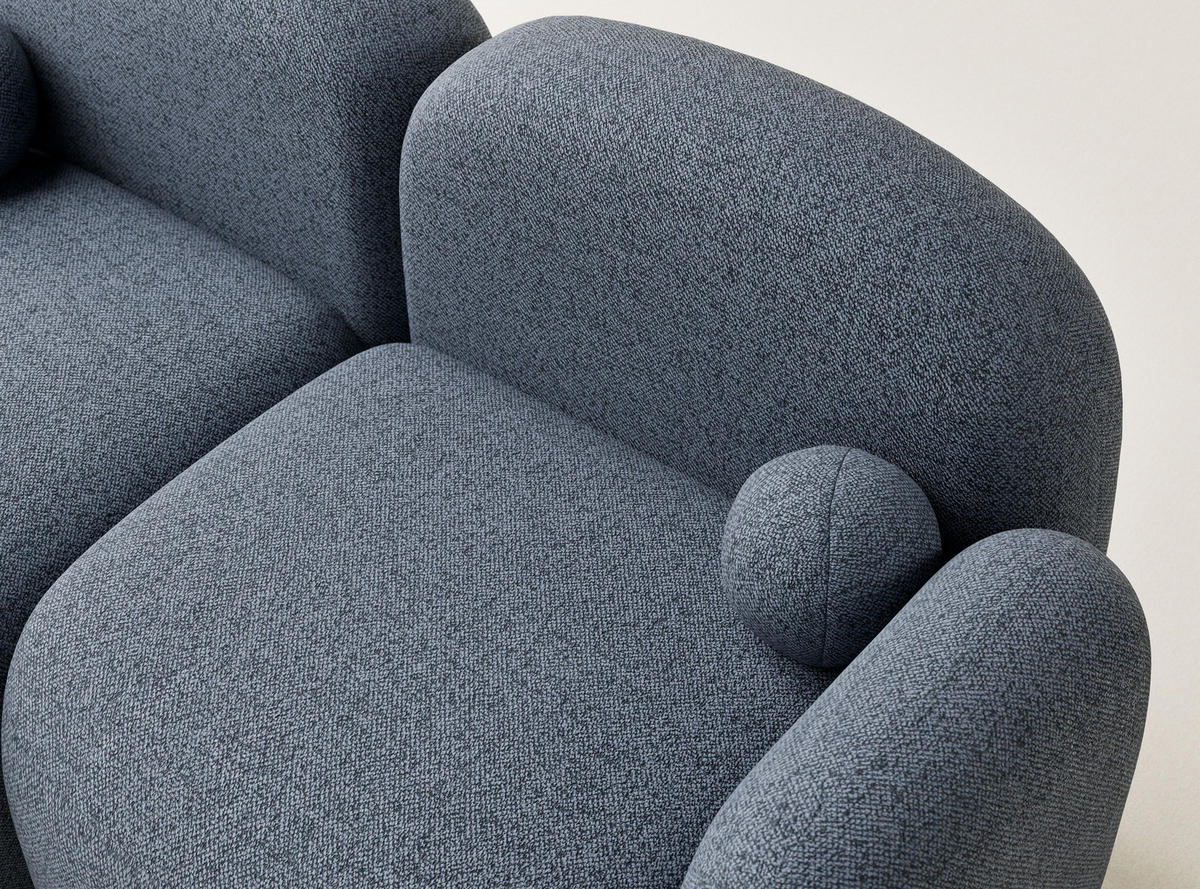 ECKSOFA Bahama Blau grau Webstoff - Links Seite - Blaugrau/Schwarz, Holz/Holzwerkstoff (146/190cm) - Maison de Reve