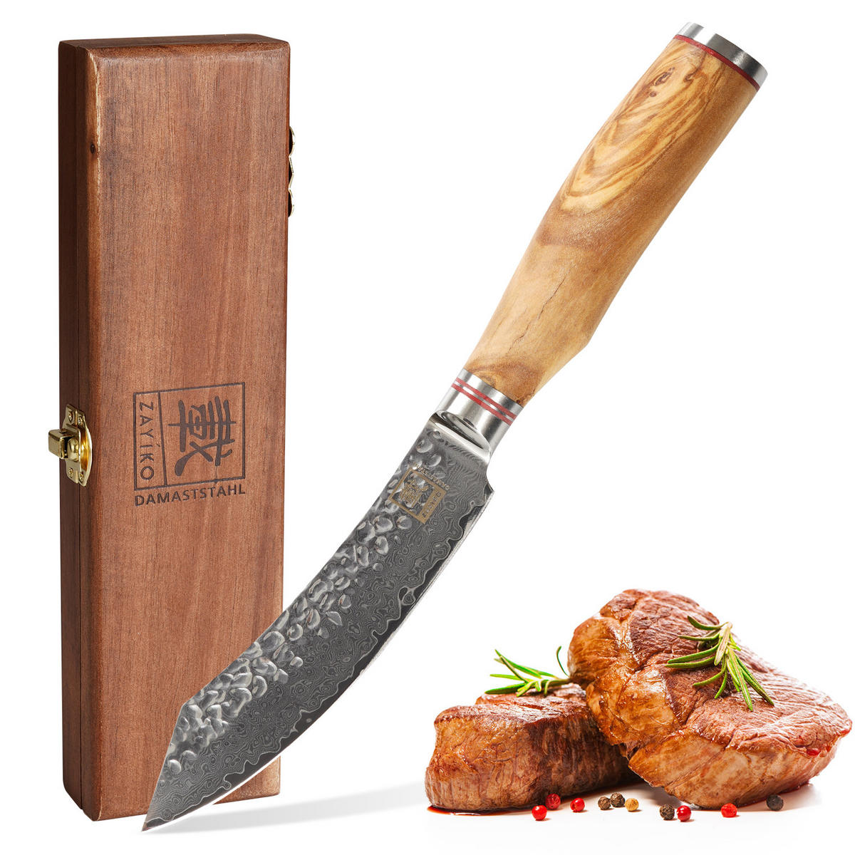 STEAKMESSER 12 cm - Braun, Holz/Metall (34cm) - Zayiko