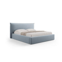 BETT mit Bettkasten und Kopfteil Kaelle aus Samt hellblau 160x200cm - Hellblau, Textil (160/200cm) - Micadoni