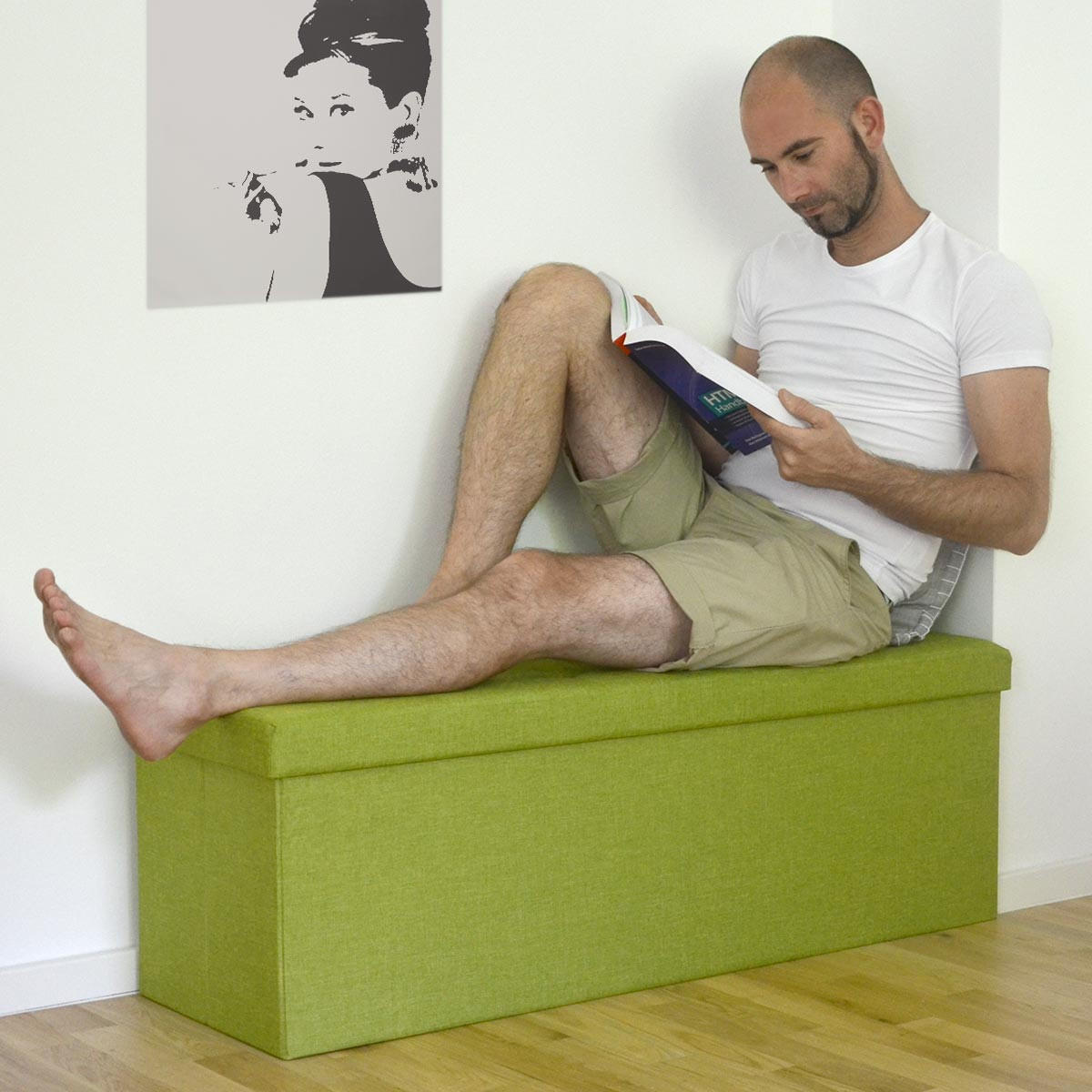 SITZBANK Faltbar, 110/38/38 cm, mit 2 Trennwänden, 120 Liter, Grün - Grün, Kunststoff (38/38/110cm) - Dunedesign