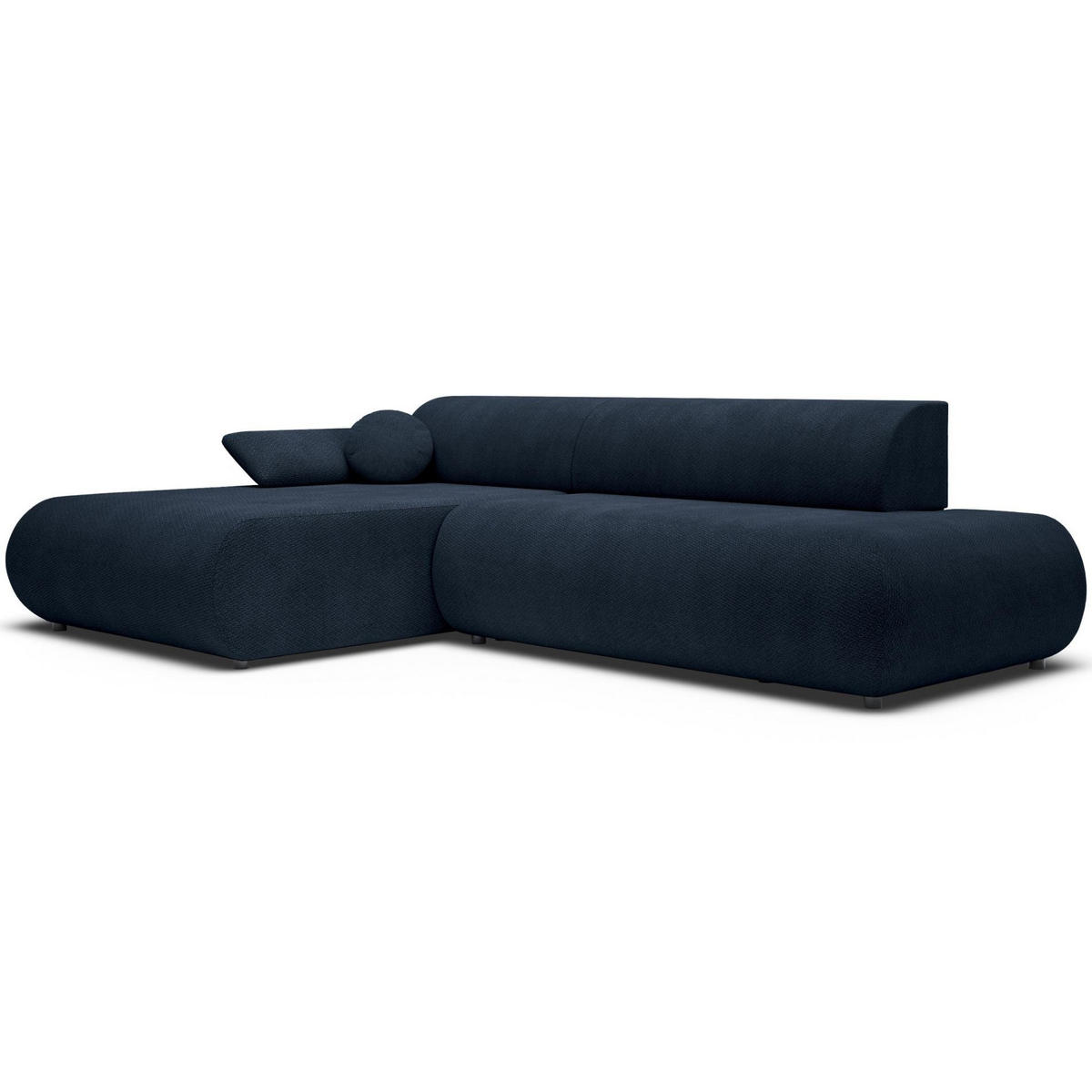 ECKSOFA Armone Dunkelblau Chenille - Schwarz/Dunkelblau, Kunststoff/Textil (286/173.5cm) - Selsey