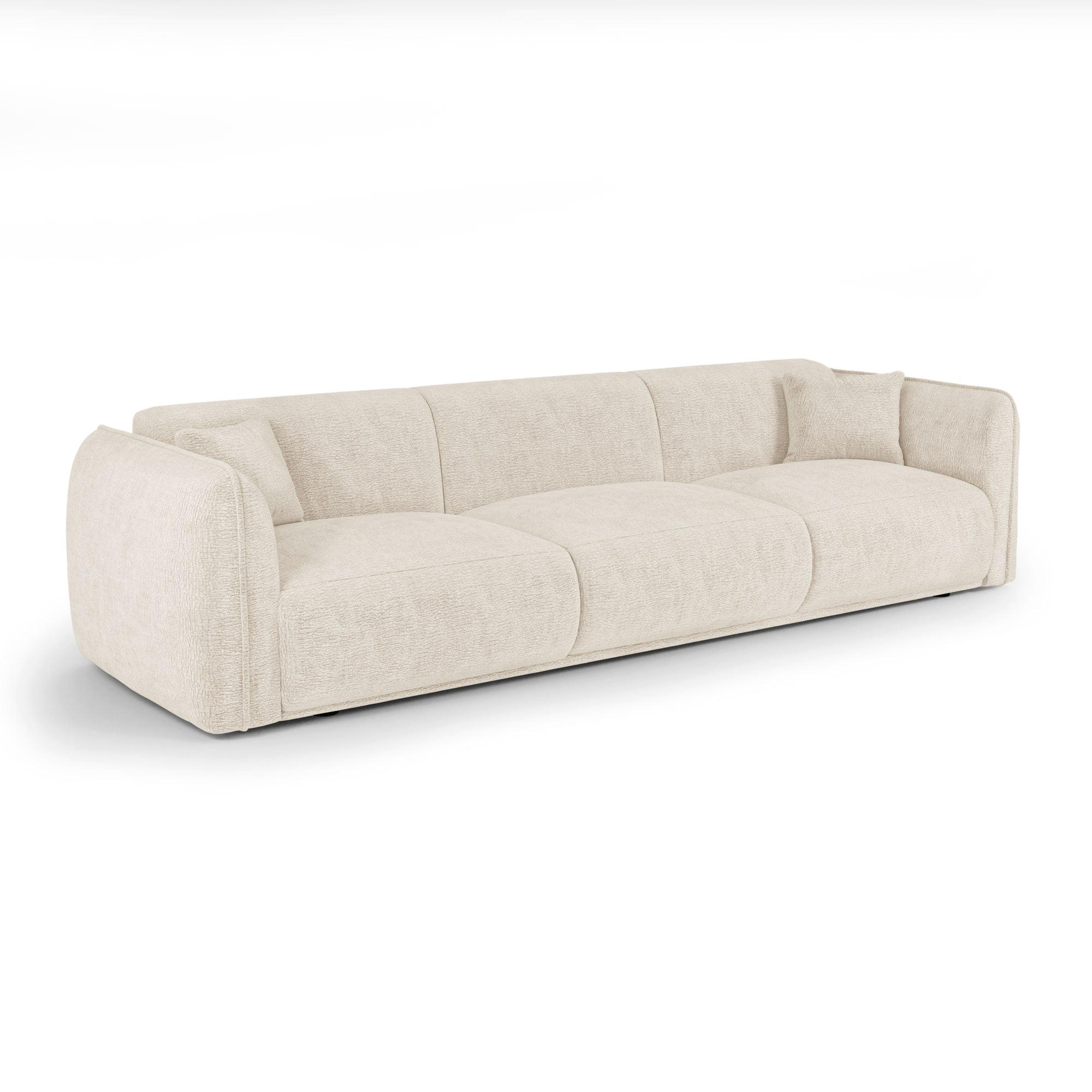 SOFA LUSH Gemusterter Samt Creme 235cm - Creme, Textil (235/72.5/90cm) - Premium Interiors