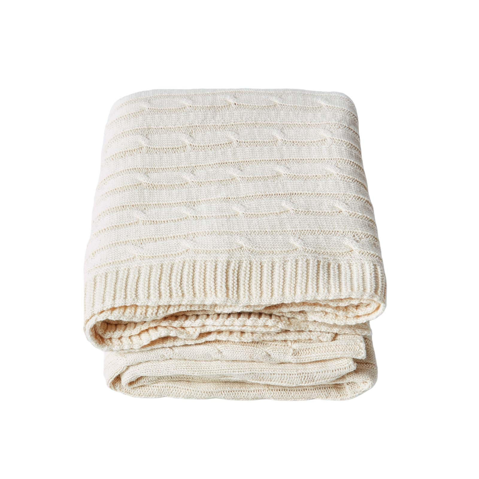 STRICKDECKE 150/200 cm, Baumwolle mit Rautenmuster - Naturfarben, Textil (150/200cm) - Homescapes