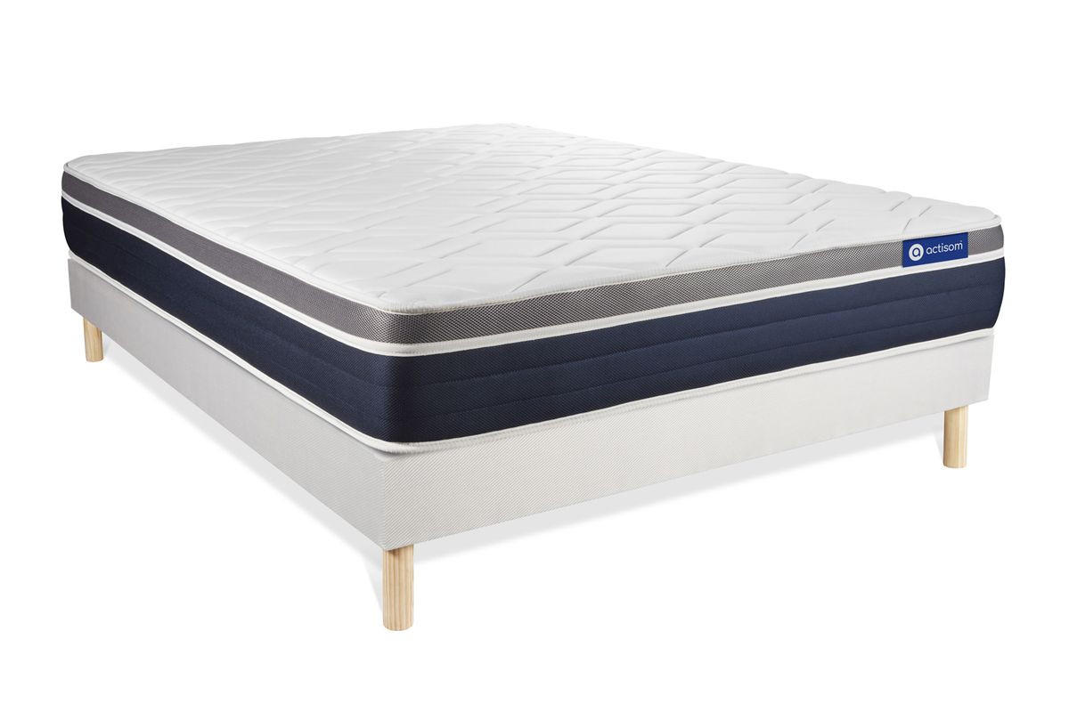 BETT Actimemo confort Memory-Schaum 180 x 220 cm h2 - Kit Bettgestell Weiß - Beige/Weiß, Karton/Holz (180/220cm) - ACTISOM