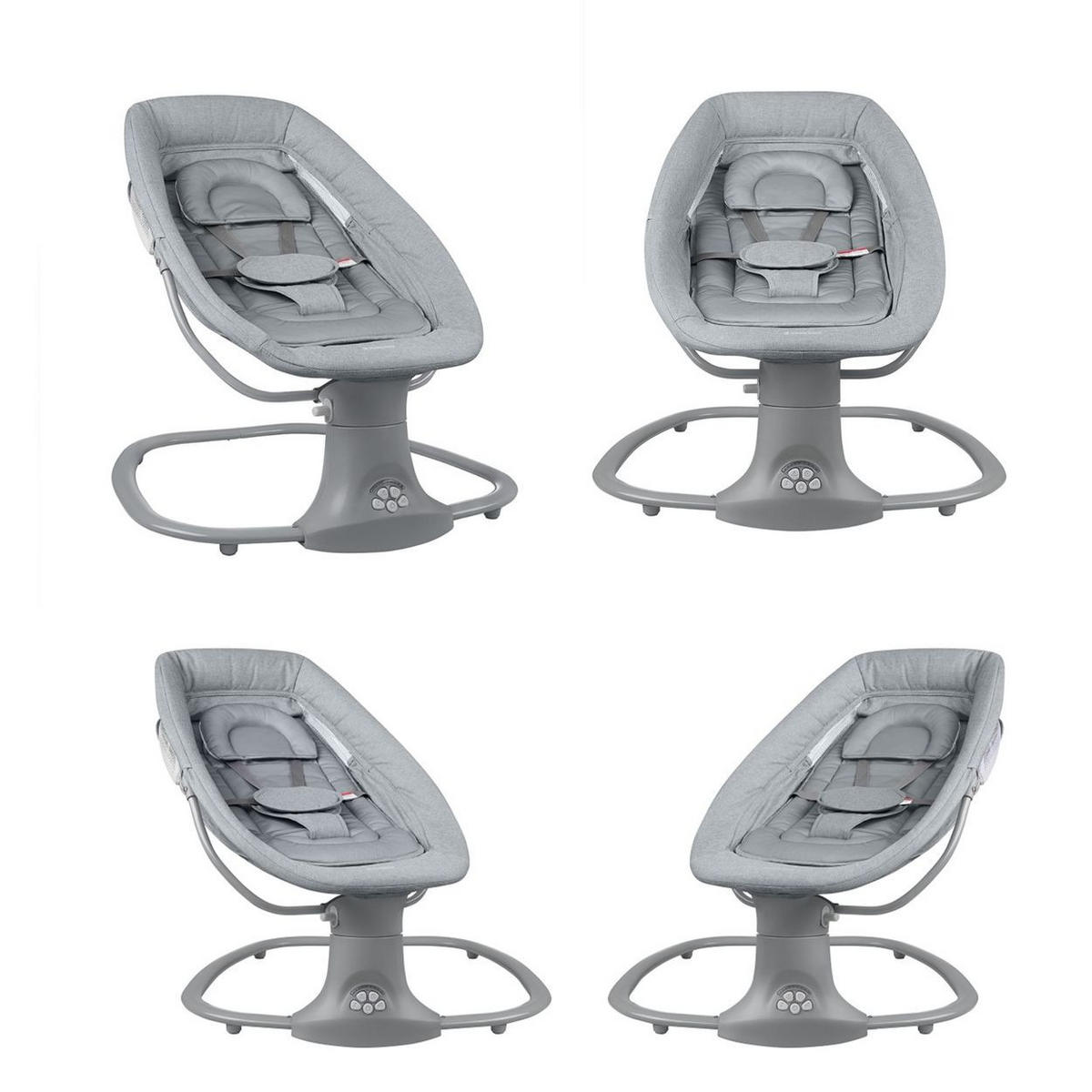 BABYWIPPE Winks 2 in 1 dunkelbraun Bluetooth, Moskitonetz, Timer, Fernbedienung, 5-Punkt-Gurt, bis 18 kg - Grau, Metall - Kikka boo
