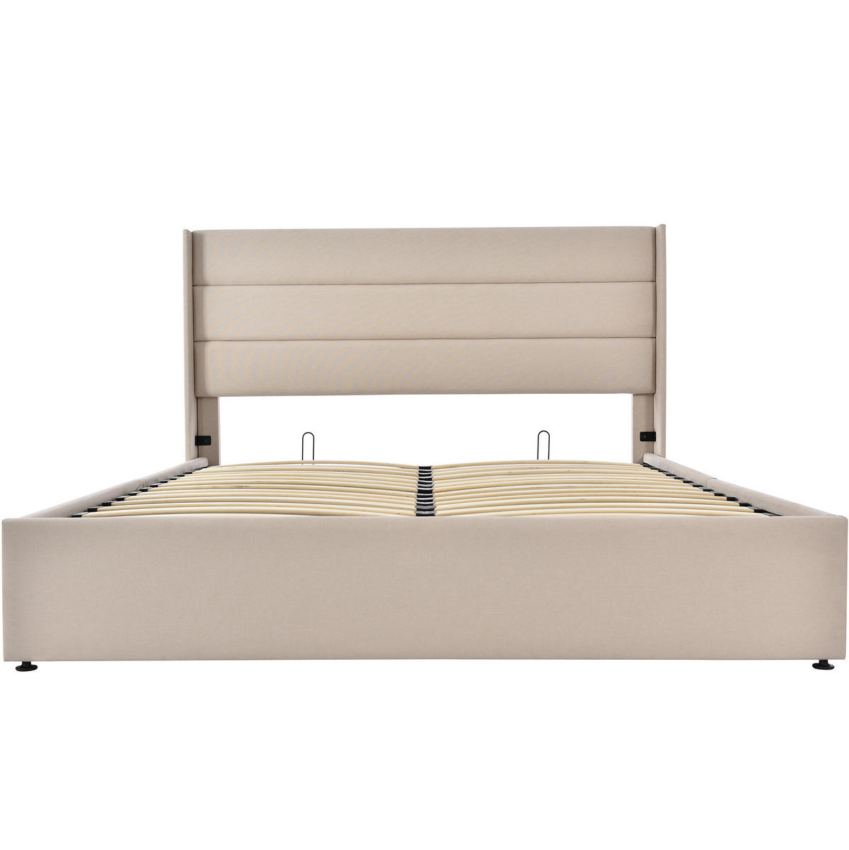 POLSTERBETT 160/200 cm mit Bettkasten und gepolstertem Kopfteil in Beige - Beige, Textil (160/200cm) - BEAOK