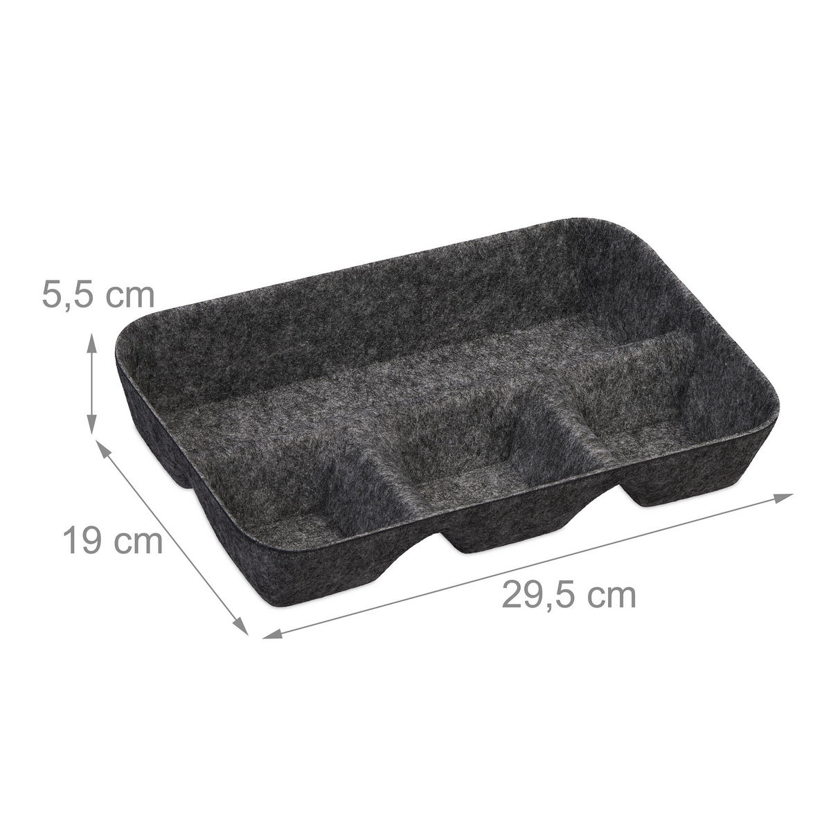 SCHUBLADENORGANIZER - Anthrazit, Textil (19/29.5/5.5cm) - Relaxdays