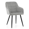 STUHL ORTE gepolstert mit Steppung - hellgrau - Samt Velours - Hellgrau/Schwarz, Textil/Metall (56/85/62cm) - NEW HOME
