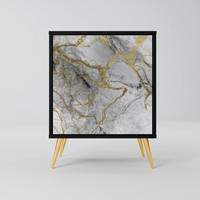 SIDEBOARD TIMELESS GLIDE, Schwarz, 57,5x42x75,5 cm, Goldfarbene Metallfüße - Goldfarben/Multicolor, Holzwerkstoff/Metall (57.5/75.5/42cm) - SpaceRebels
