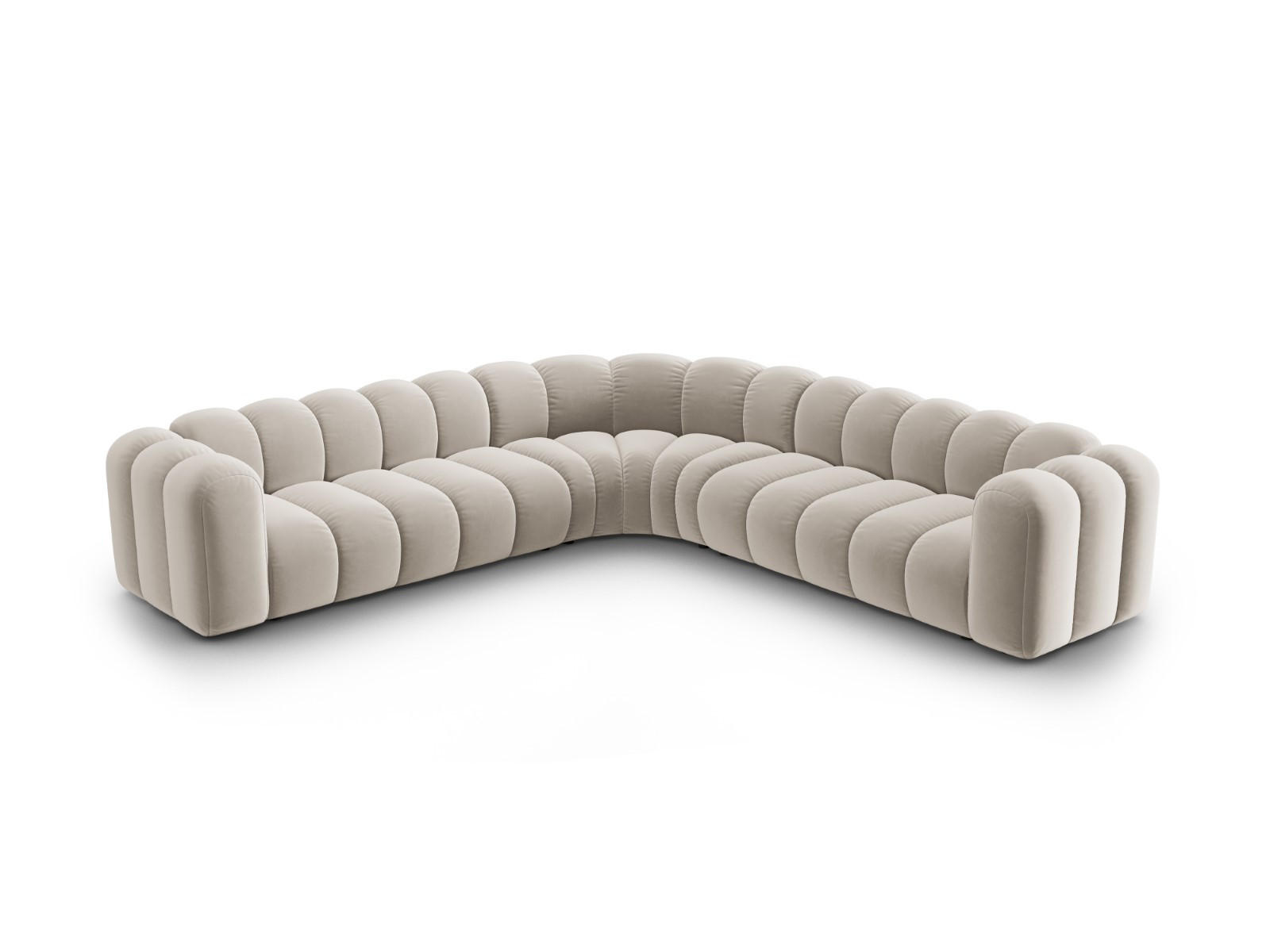 ECKSOFA symmetrisch modular Lupine aus Samt beige 5 Sitzplätze - Beige, Textil (309/309cm) - Micadoni