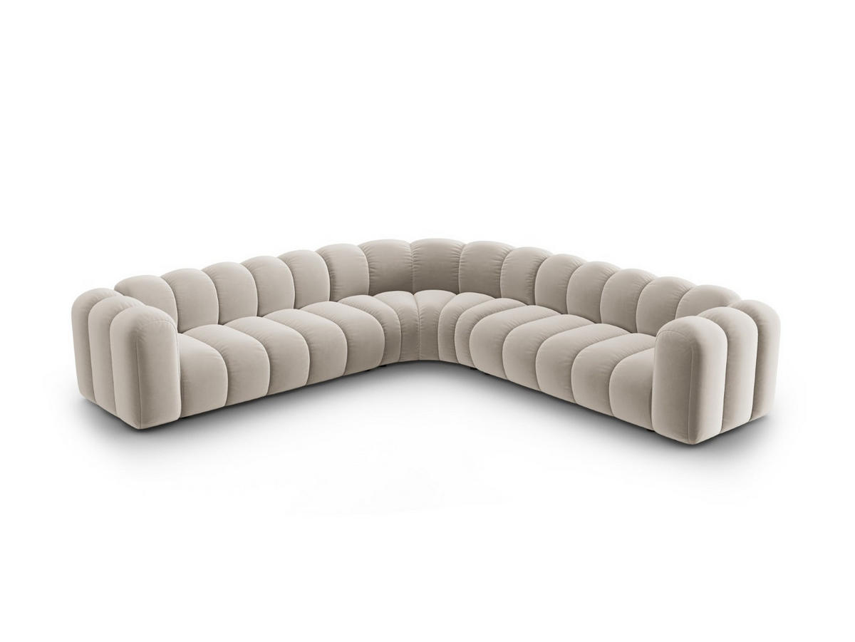 ECKSOFA symmetrisch modular Lupine aus Samt beige 5 Sitzplätze - Beige, Textil (309/309cm) - Micadoni