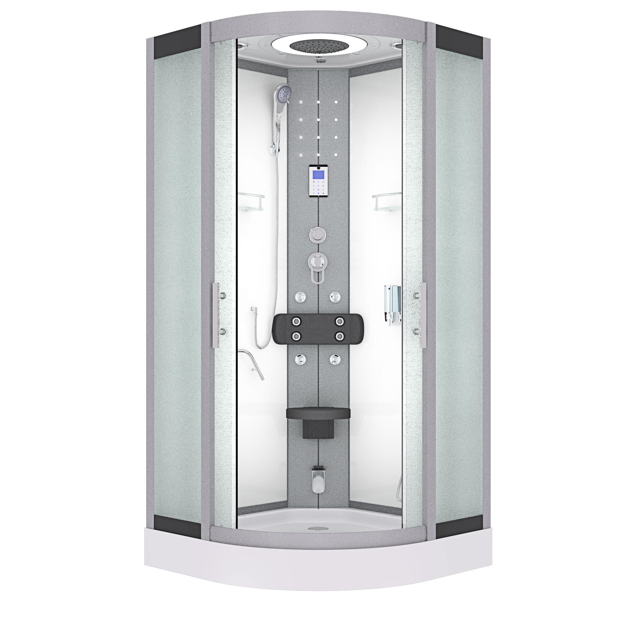 DAMPFDUSCHE Duschkabine D58-20M2 Weiß 100x100 - Weiß, Glas/Kunststoff (100/100/215cm) - AcquaVapore by Sandra Jentho