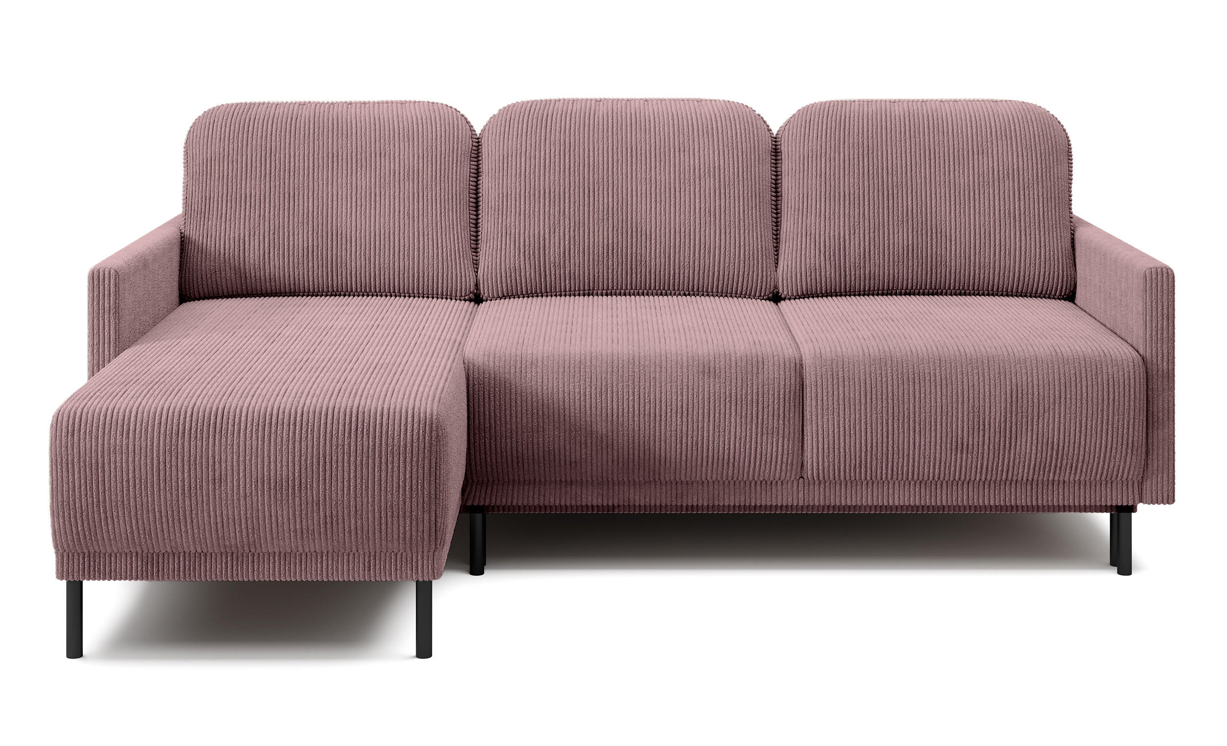 ECKSOFA Hamiel Lila Cordbezug - Flieder/Schwarz, Holz/Textil (212/142cm) - Selsey