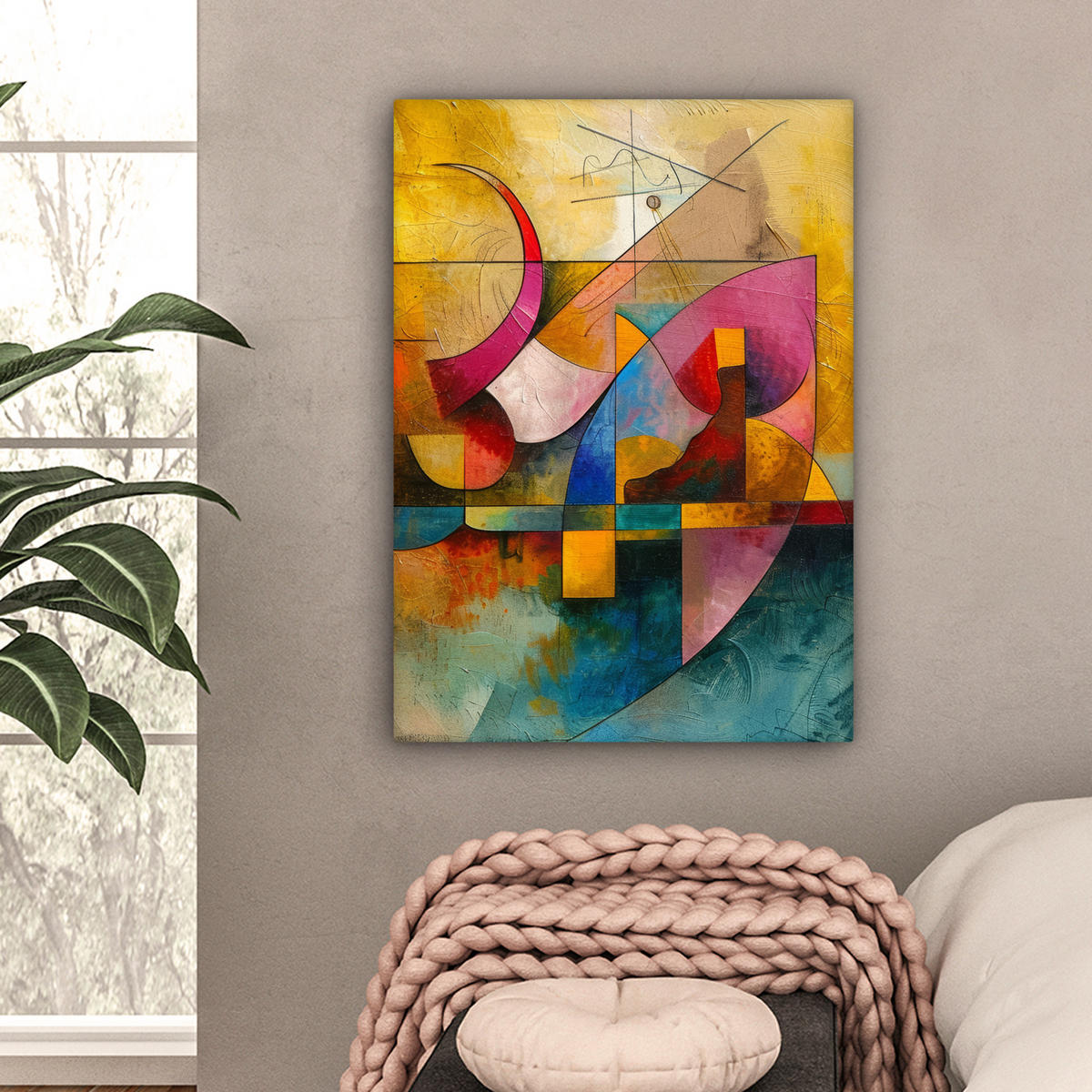 LEINWANDBILD Kunst - Abstrakt - Modern Wandbild Wohnzimmer 60x80 cm - Gelb, Textil (60/80cm) - MuchoWow