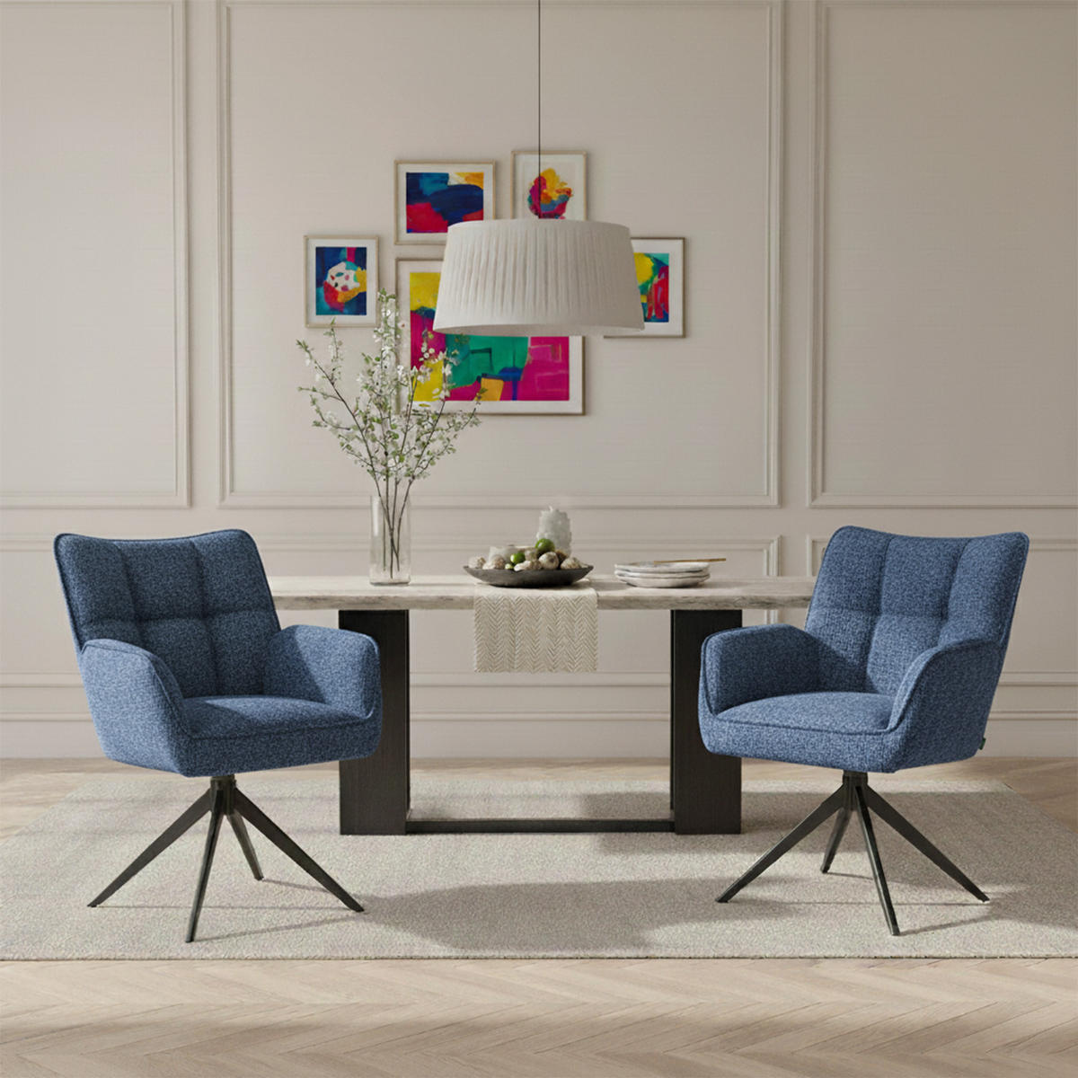 DREHSTUHL Mika-Enya - Blau/Schwarz, Textil/Metall (59/84/66cm) - DUBI Möbel