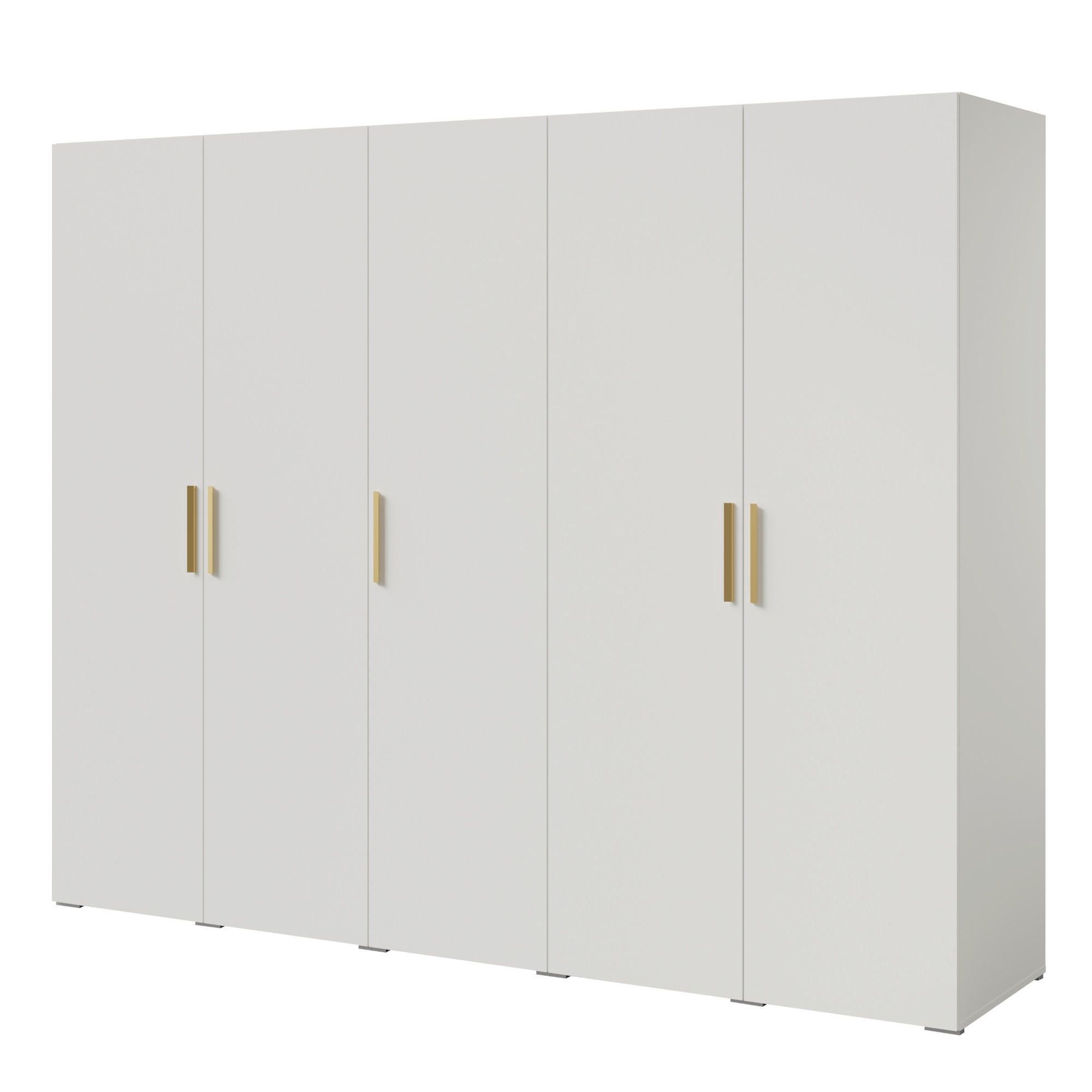 DREHTÜRENSCHRANK Napoli 5D 250 Weiß (schwarzer oder goldener Griff) - Silberfarben/Schwarz, Holzwerkstoff/Kunststoff (250/35/60cm) - mzm24