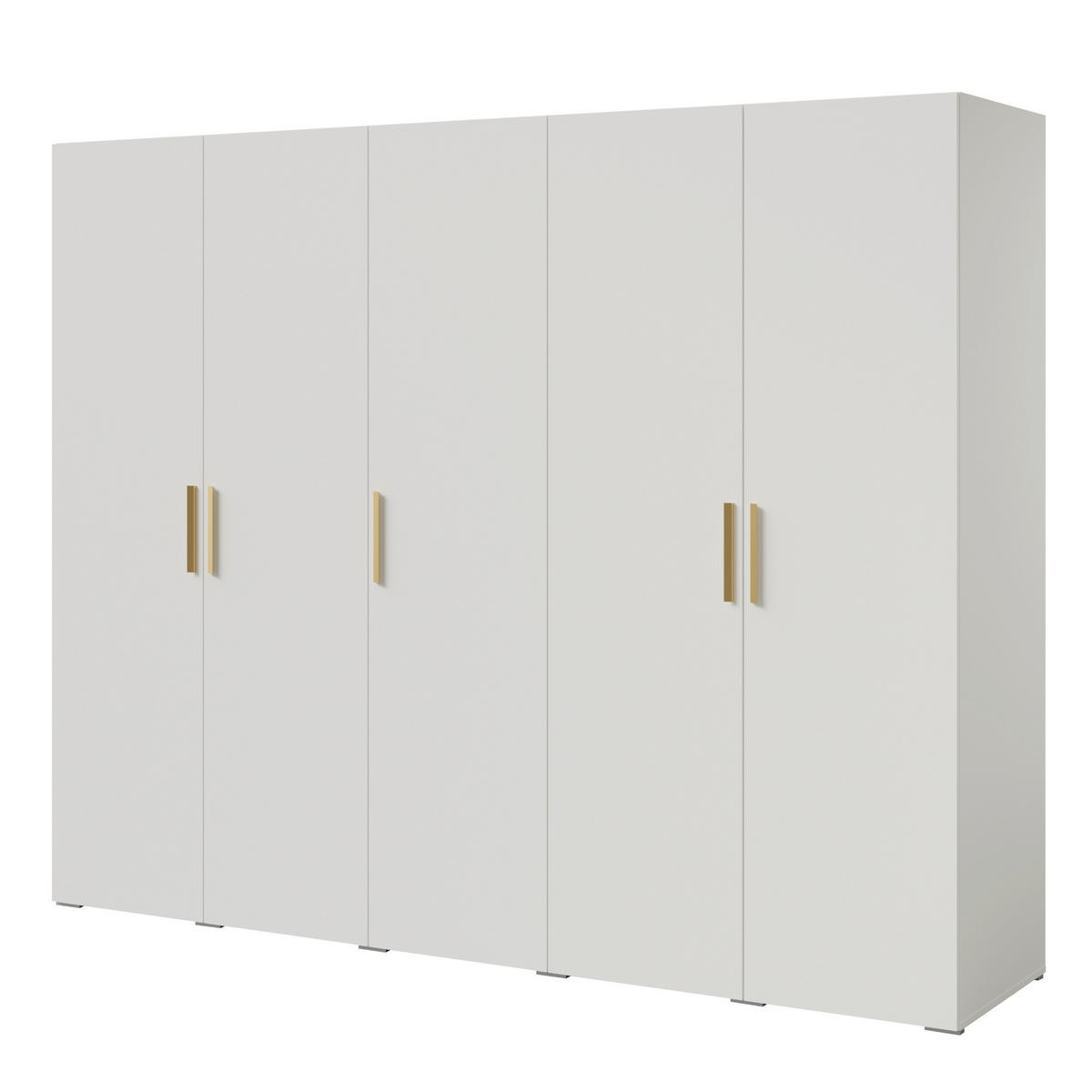 DREHTÜRENSCHRANK Napoli 5D 250 Weiß (schwarzer oder goldener Griff) - Silberfarben/Schwarz, Holzwerkstoff/Kunststoff (250/35/60cm) - mzm24