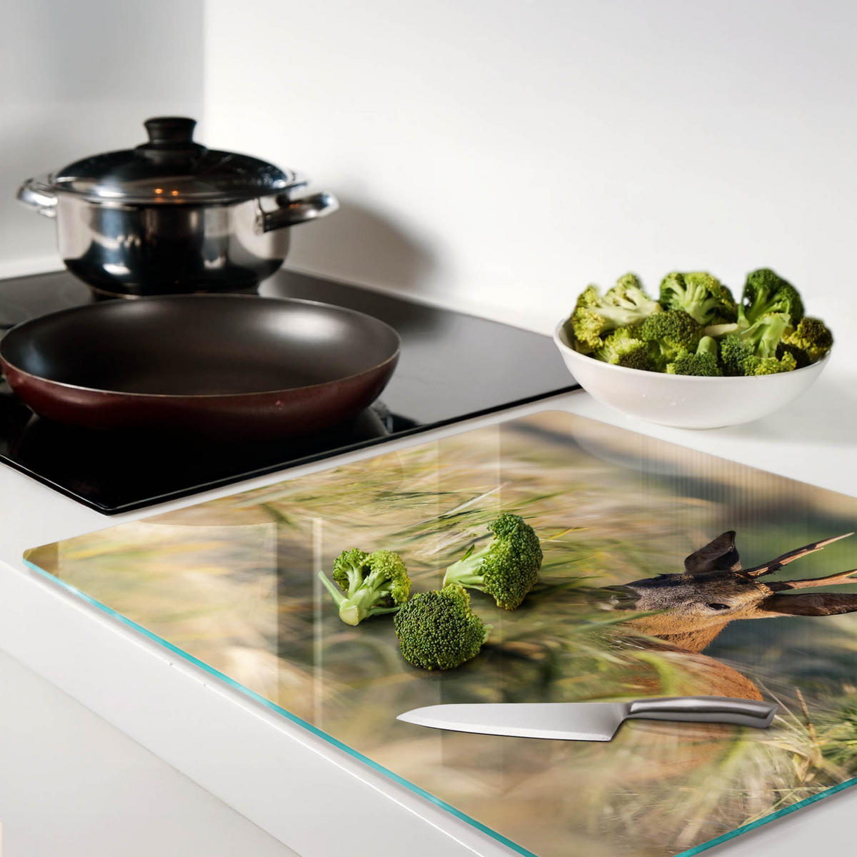 GLASPLATTE 60x52 cm Hirschfeld - Braun, Glas (60/0.4/52cm) - TULUP