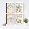 POSTER Set mit 4 Jahrgang Fahrrad Patent A4 Schwarzer Rahmen - Schwarz, Papier (29.7/3cm) - Nacnic