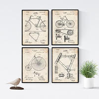 POSTER Set mit 4 Jahrgang Fahrrad Patent A4 Schwarzer Rahmen - Schwarz, Papier (29.7/3cm) - Nacnic