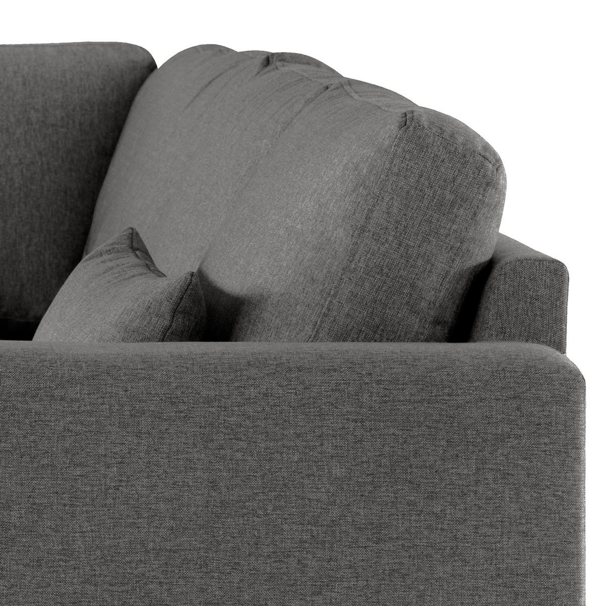 ECKSOFA mit Ottomane - Eichefarben/Dunkelgrau, Eichenholz/Textil (287/219cm) - home24