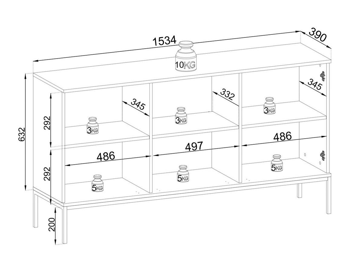KOMMODE 150 cm Haller mit Lamellen, LED-Beleuchtung, Kaschmir - Beige, Holz (154/83/39cm) - Emporius