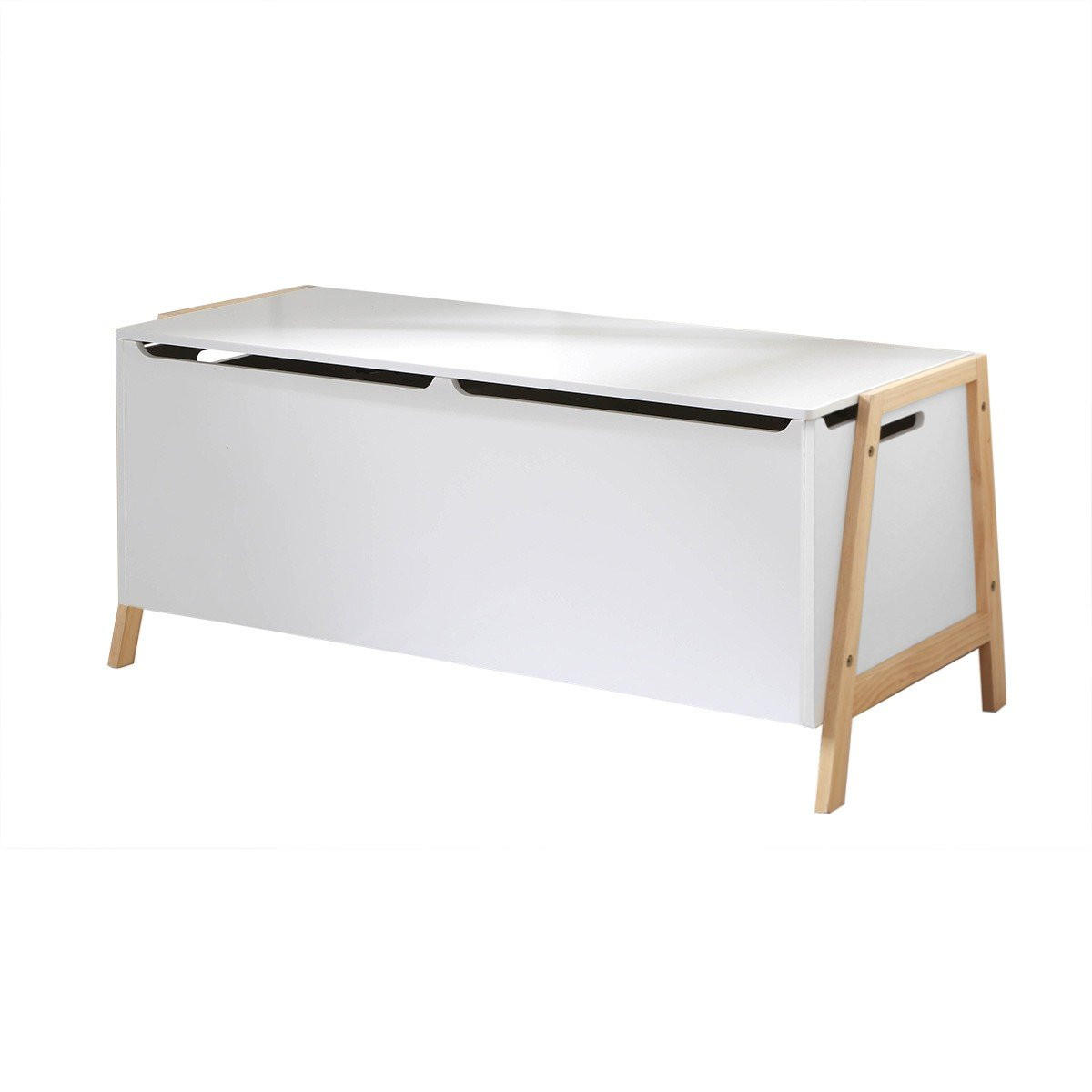 AUFBEWAHRUNGSTRUHE mit 2 Fächern für Kinder 99/40/43 cm - Weiß, Holzwerkstoff (40/43/99cm) - Calicosy