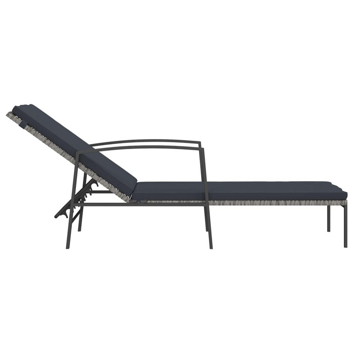 SONNENLIEGE mit Auflage Poly Rattan Grau - Braun, Holz (60/95/195cm) - furnicato