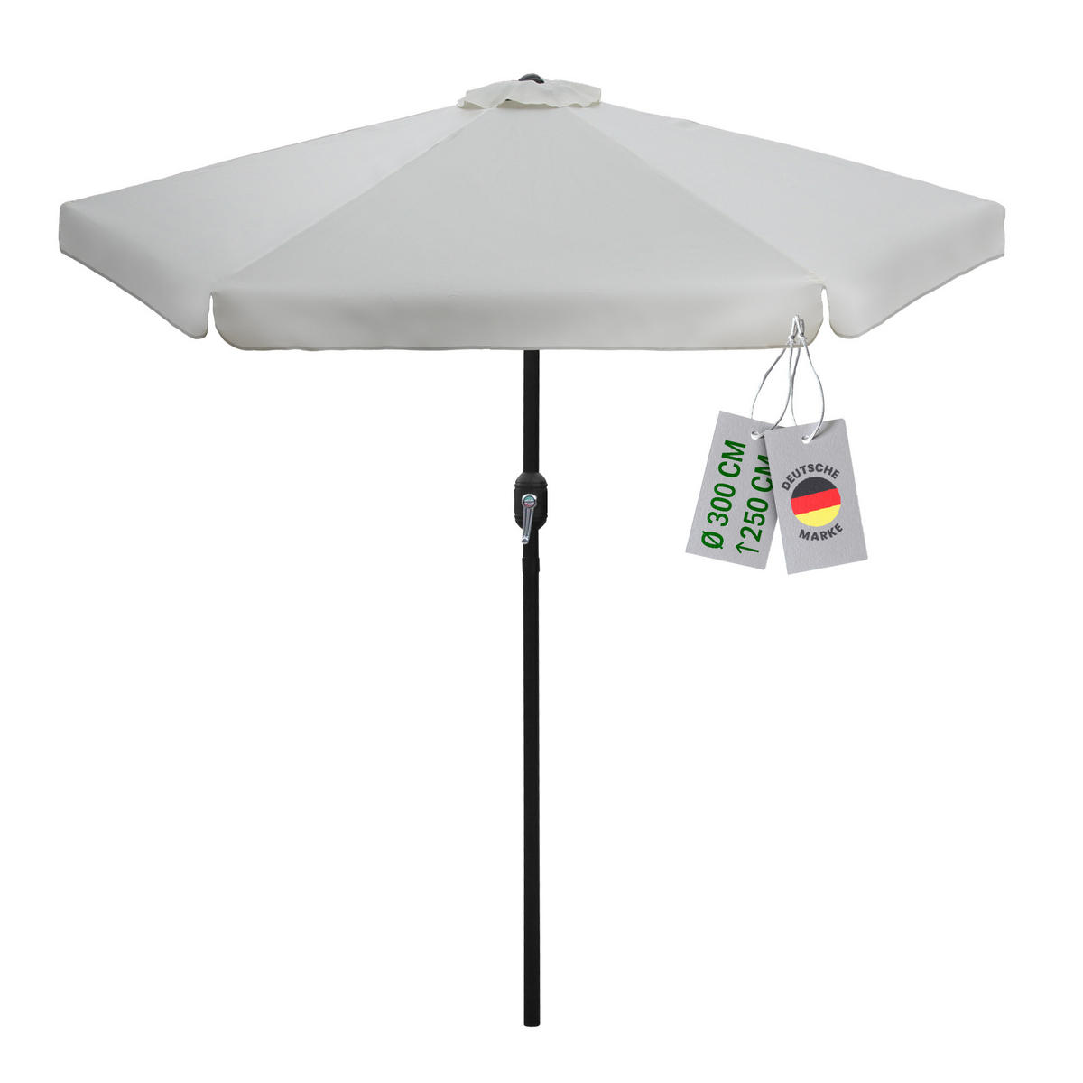 GARTENSCHIRM ⌀ 300cm Aluminium mit Kurbel - Creme, Metall (300/300cm) - Bestlivings