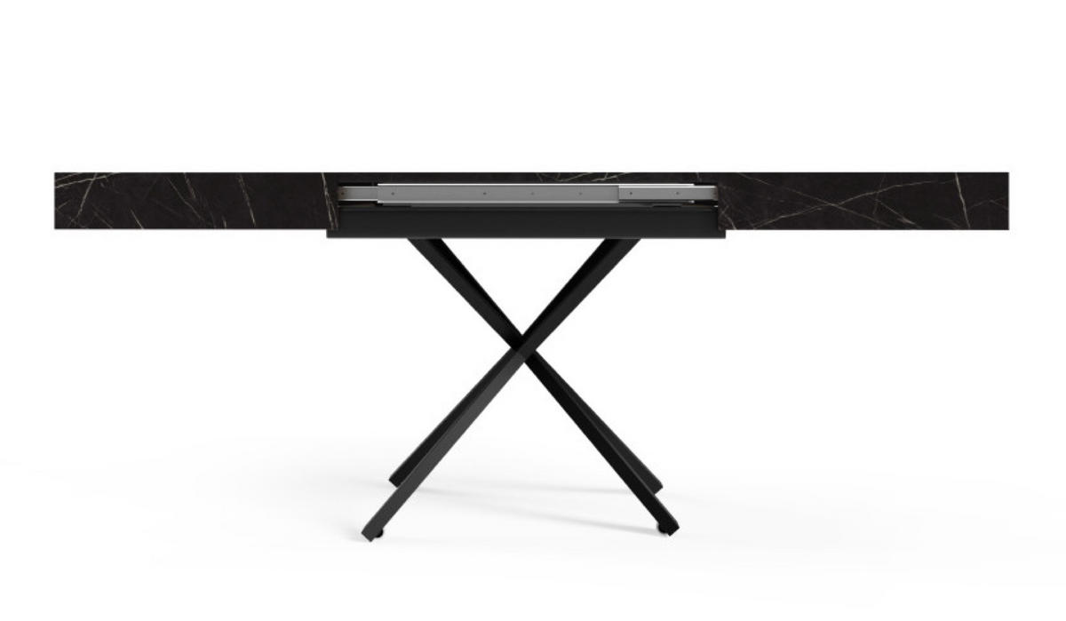 TISCH Black SIENNA Modern X Beine Pietra Grigia Ausziehbar - Schwarz, Holzwerkstoff (80/80/80cm) - Sepro Meble