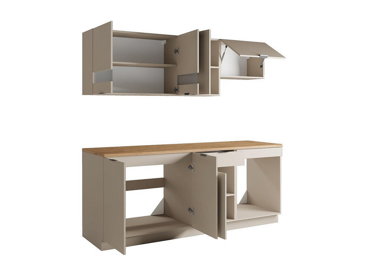 KÜCHENZEILE - 200 cm x 60 cm - holz - beige, naturfarben hell Carmeo - Beige/Naturfarben, Holz (200/82/60cm) - Vente-Unique