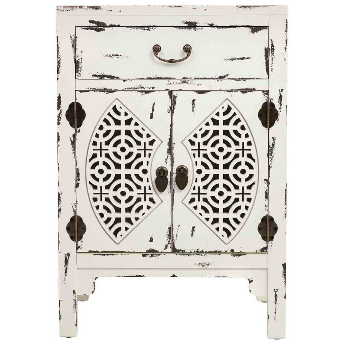 NACHTTISCH aus Holz, weiß, 48x32x70cm - Weiß, Holz (32/48/70cm) - Wanderlust