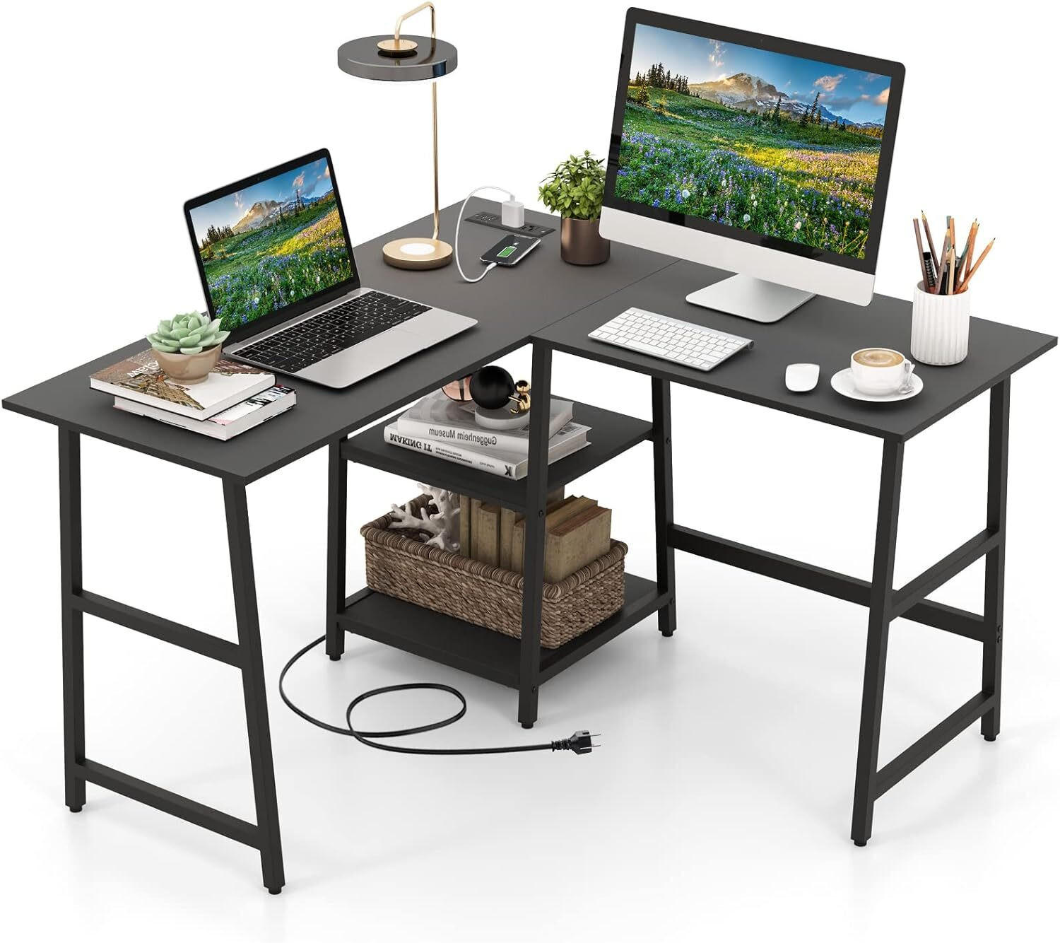 SKRIVBORD 75 cm Svart - Svart, Trä (120/120/75cm) - COSTWAY