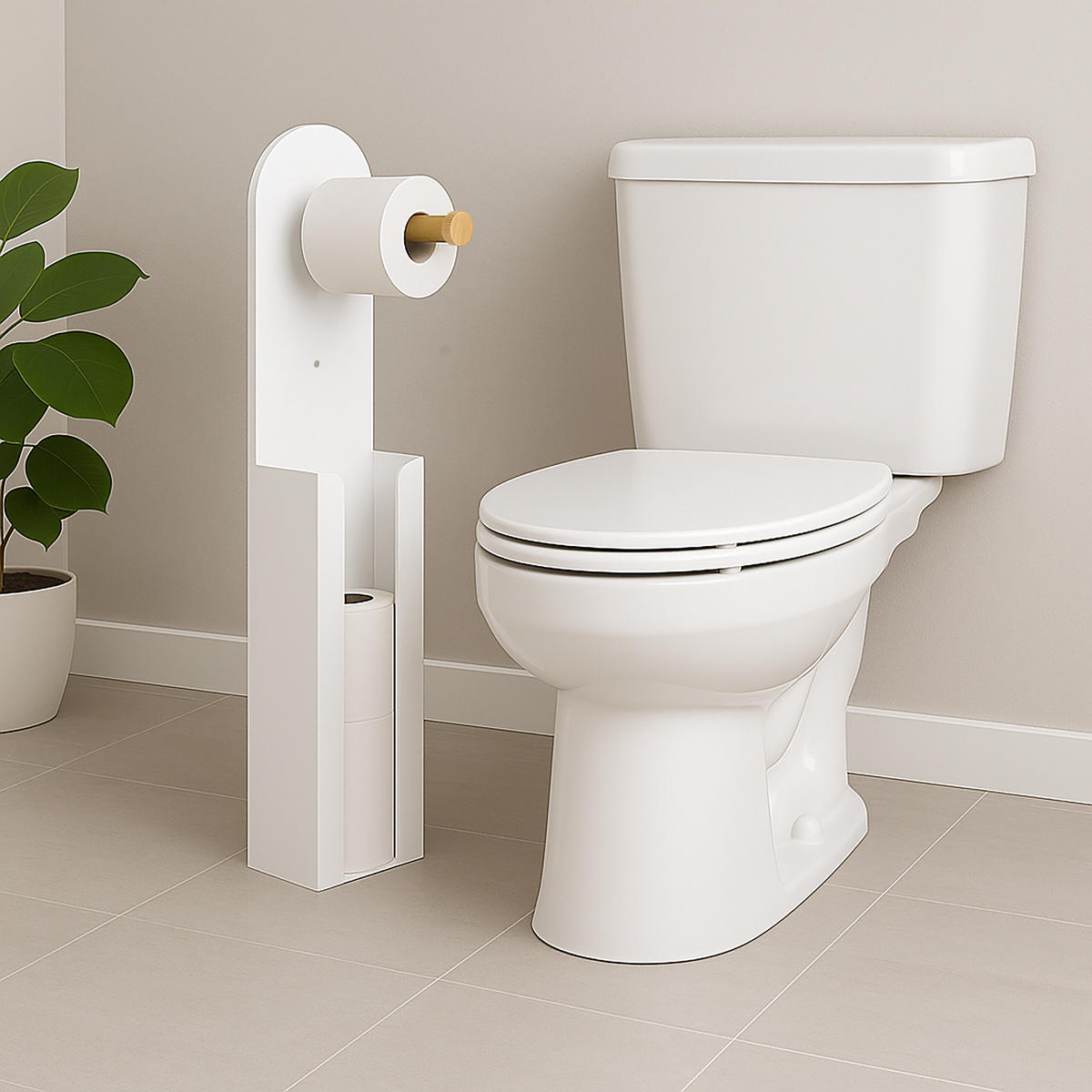 TOILETTENPAPIERHALTER - Weiß, Holz/Metall (12/66/11cm) - Relaxdays