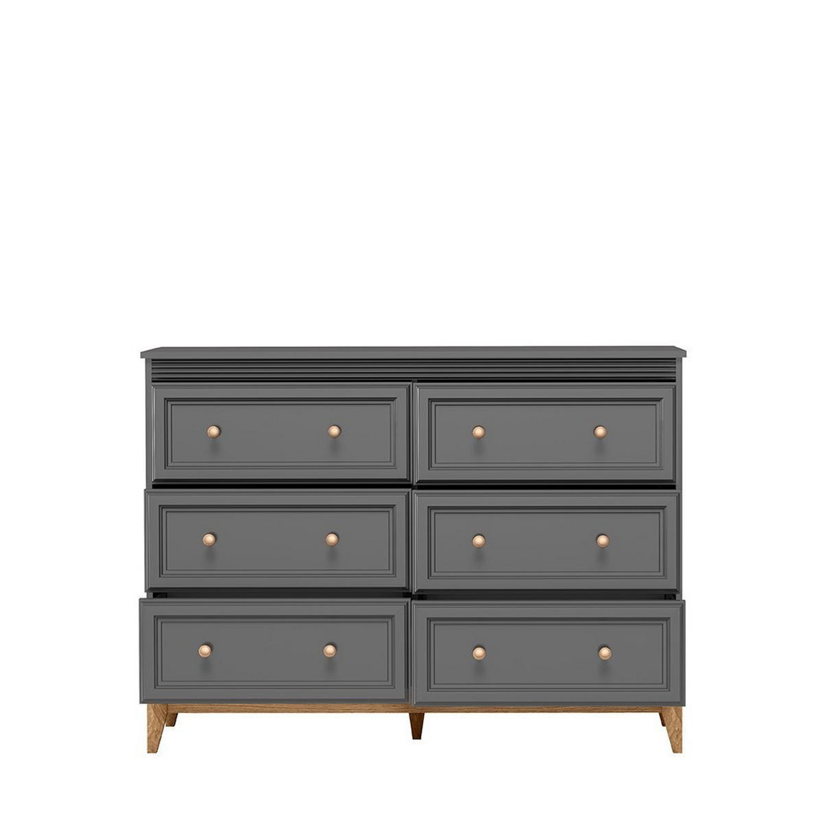 KOMMODE SUOLO 135,5/100/40,5cm mit 6 Schubladen Türen Grau - Grau, Holzwerkstoff (135.5/100/40.5cm) - MASSENO
