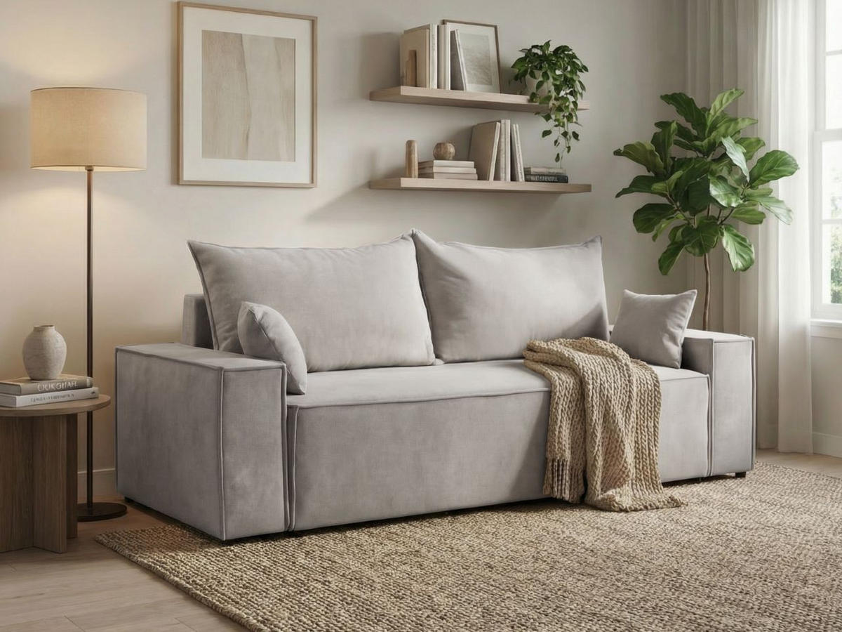 SOFA 230/90/70 Hellgrau Sivra - Hellgrau, Kunststoff/Textil (230/70/90cm) - Graingold