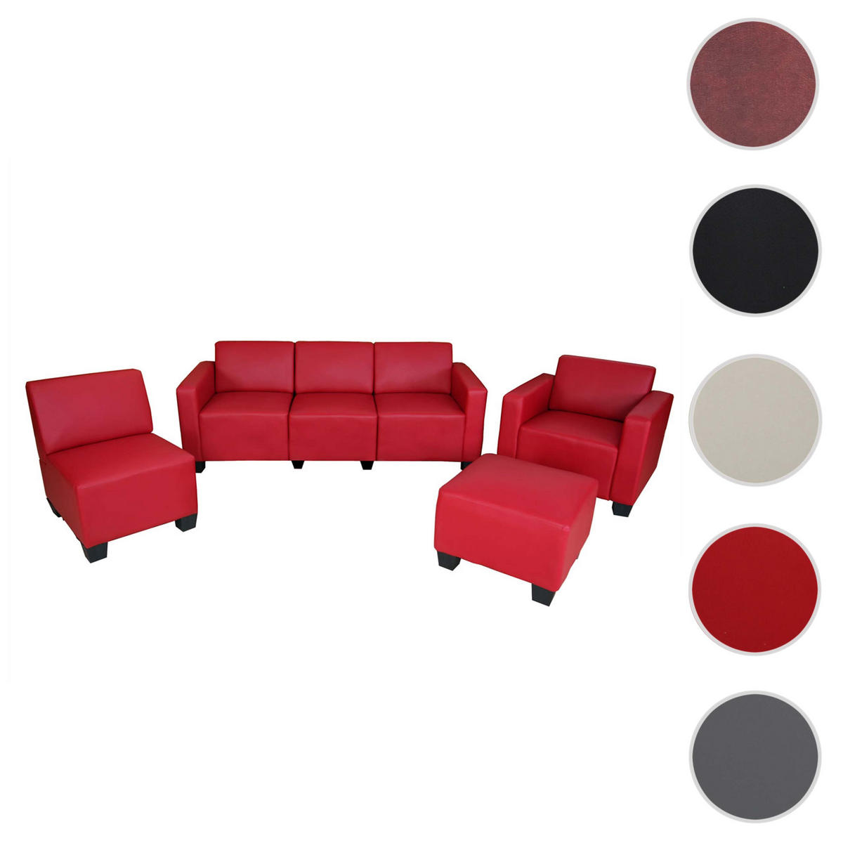 COUCH-GARNITUR Rot - Rot, Textil (193/76/72cm) - MCW