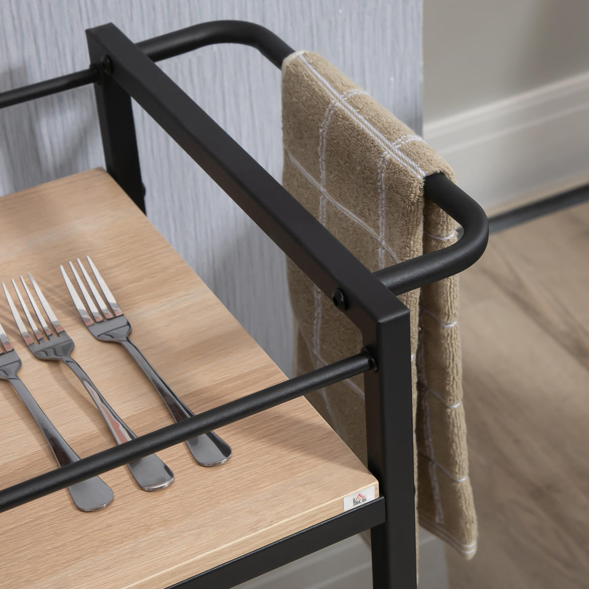 KÜCHENWAGEN, Spanplatte, Stahl, Naturholz - Naturfarben, Kunststoff (40/75/82cm) - HOMCOM