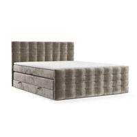 BOXSPRINGBETT Blend Beige 180/200 cm mit Matratze und Topper - Beige/Schwarz, Holz/Holzwerkstoff (180/200cm) - Maison de Reve