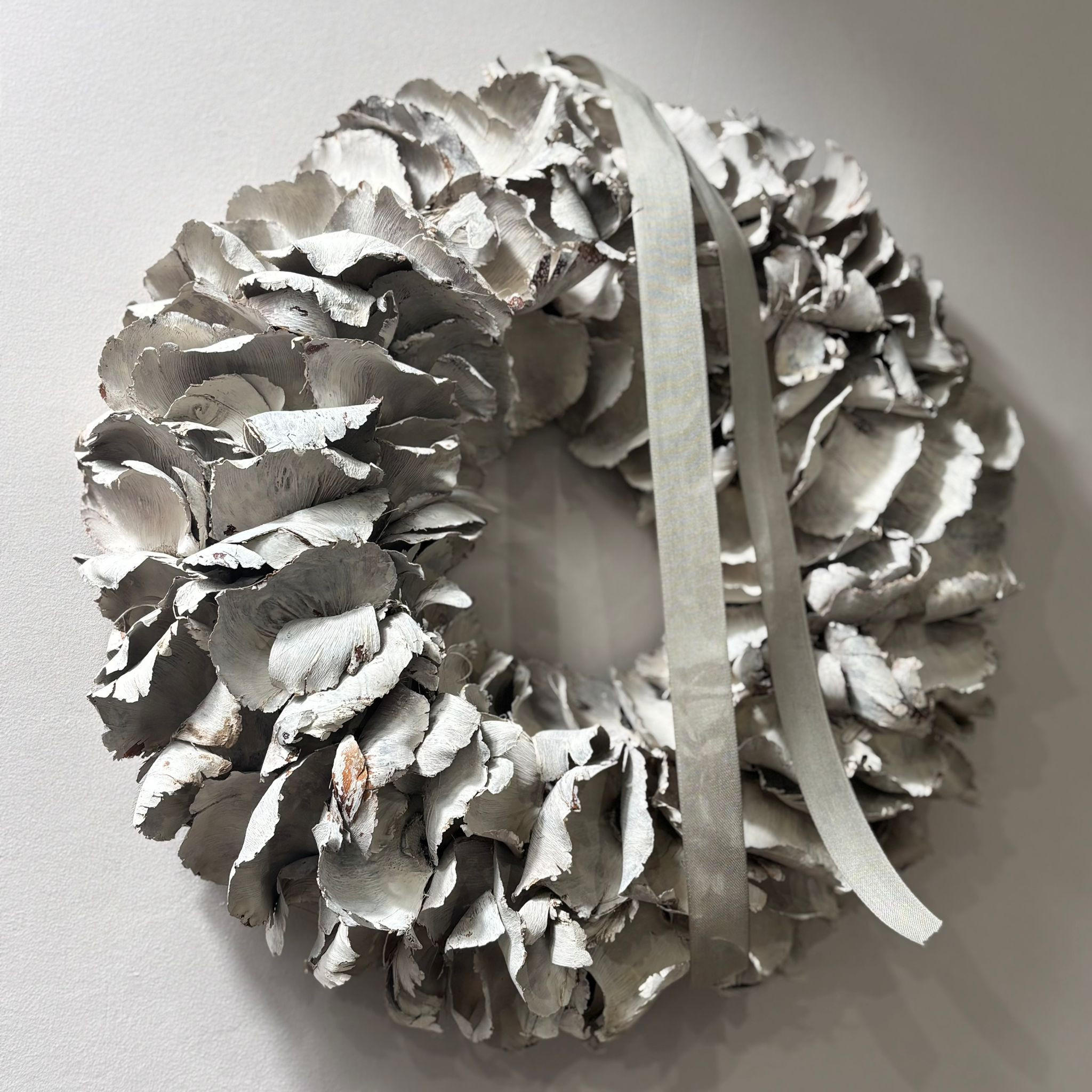 TROCKENBLUMEN Palmblütenkranz sand 40cm - Weiß, Naturmaterialien (5cm) - Lykke & You