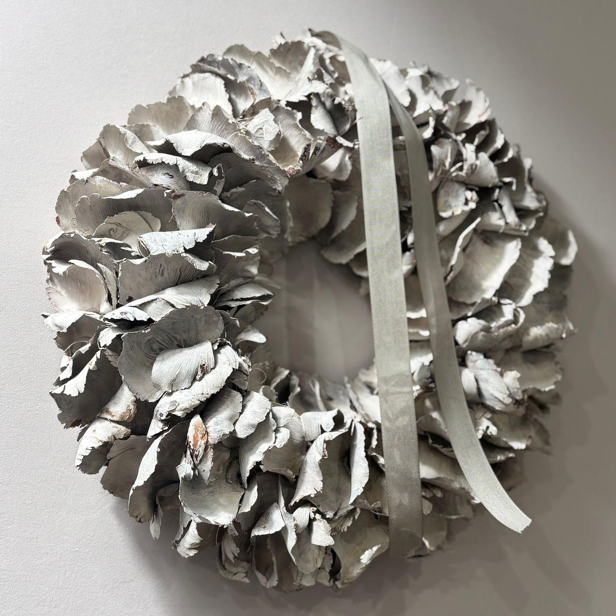 TROCKENBLUMEN Palmblütenkranz sand 40cm - Weiß, Naturmaterialien (5cm) - Lykke & You