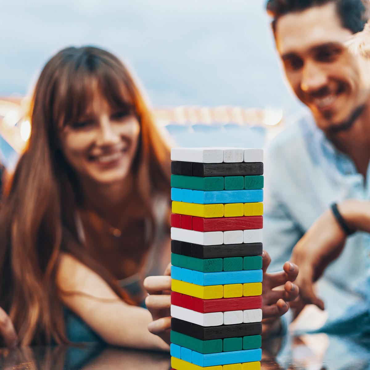 WACKELTURM - Multicolor, Holz (7.5/7.5cm) - Relaxdays