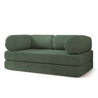 POHOVKA z pěny EIREN s funkcí spaní Buklé látka Zelená - zelená barva, textil (170/68/80cm) - MASSENO