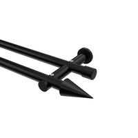 GARDINENSTANGEN-SET Platon Savio 320 cm (geteilt in 2 x 160 cm), 2-läufig (ohne Ringe), 20 mm Ø Schwarz - Schwarz, Metall (320cm) - INTERDECO