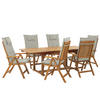 GARTENMÖBEL SET 6-Sitzer Akazienholz Auflagen grau-beige Java - Hellbraun/Beige, Holz - Beliani