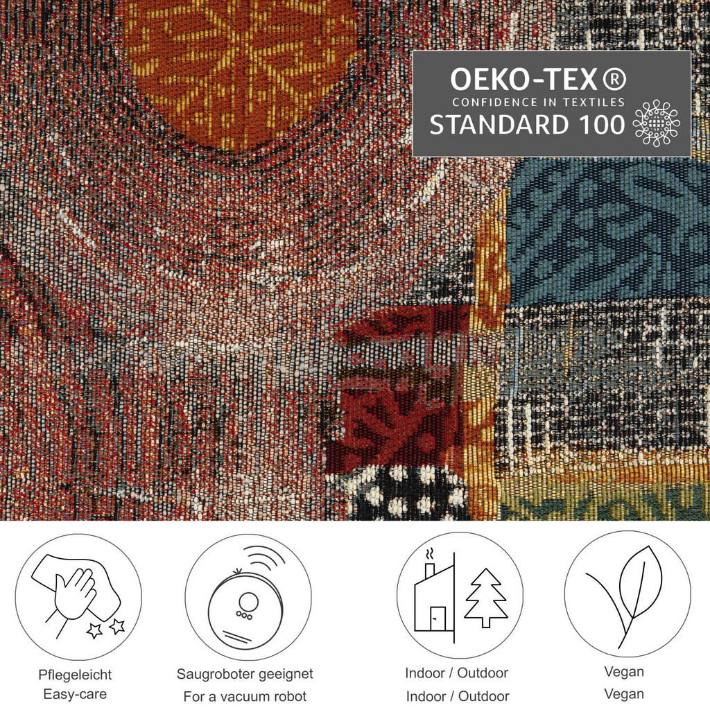 Thumbnail - Gino Falcone Outdoorteppich, Mehrfarbig, Textil, Abstrakt, Rechteckig, 200x285 cm, Oeko-Tex®, für Fußbodenheizung geeign...