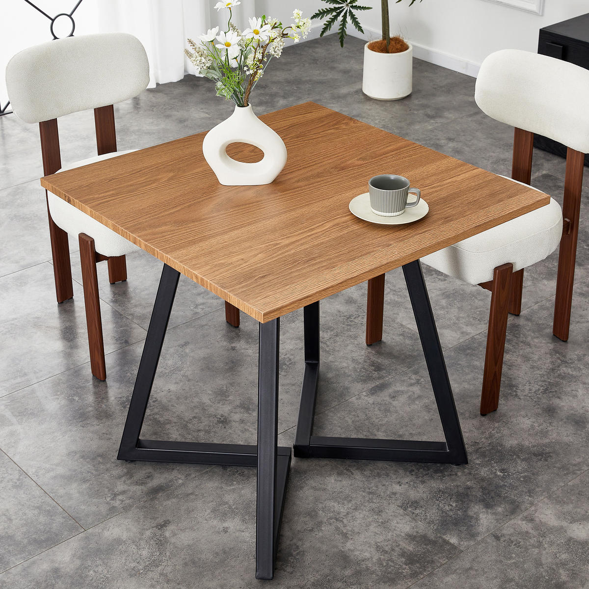 ESSTISCH 80/80/75 cm schwarz braun aus Holz Metall für bis zu 4 Personen - Schwarz, Holzwerkstoff (80/80/75cm) - OKWISH