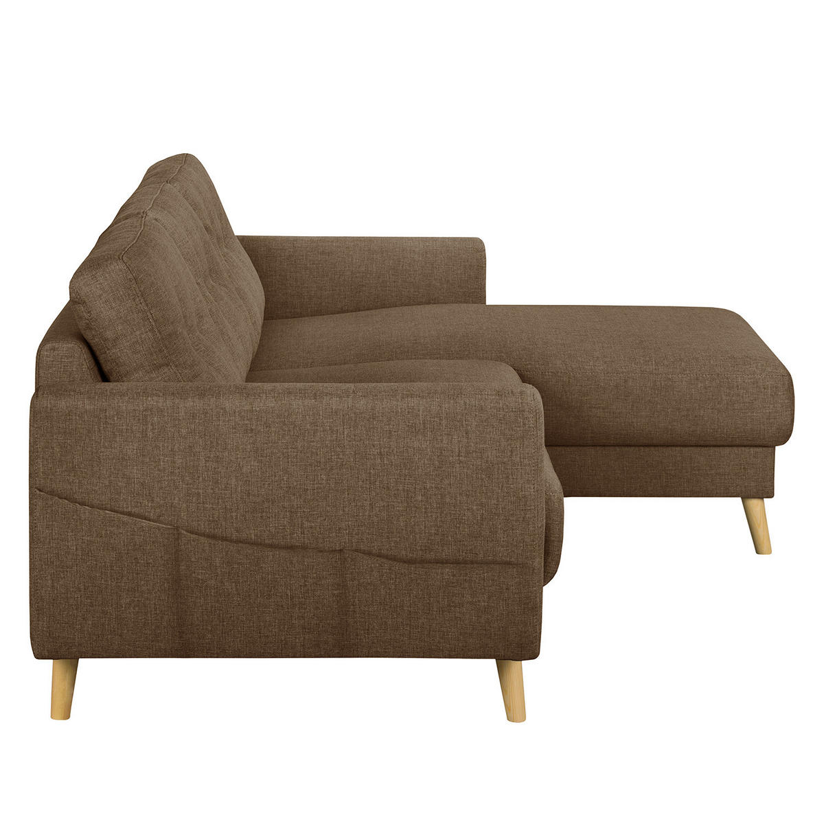 ECKSOFA mit Longchair - Hellbraun, Holz/Textil (233/148cm) - home24